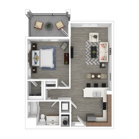 Floor plan for 1 bed, 1 bath, 700 sqft